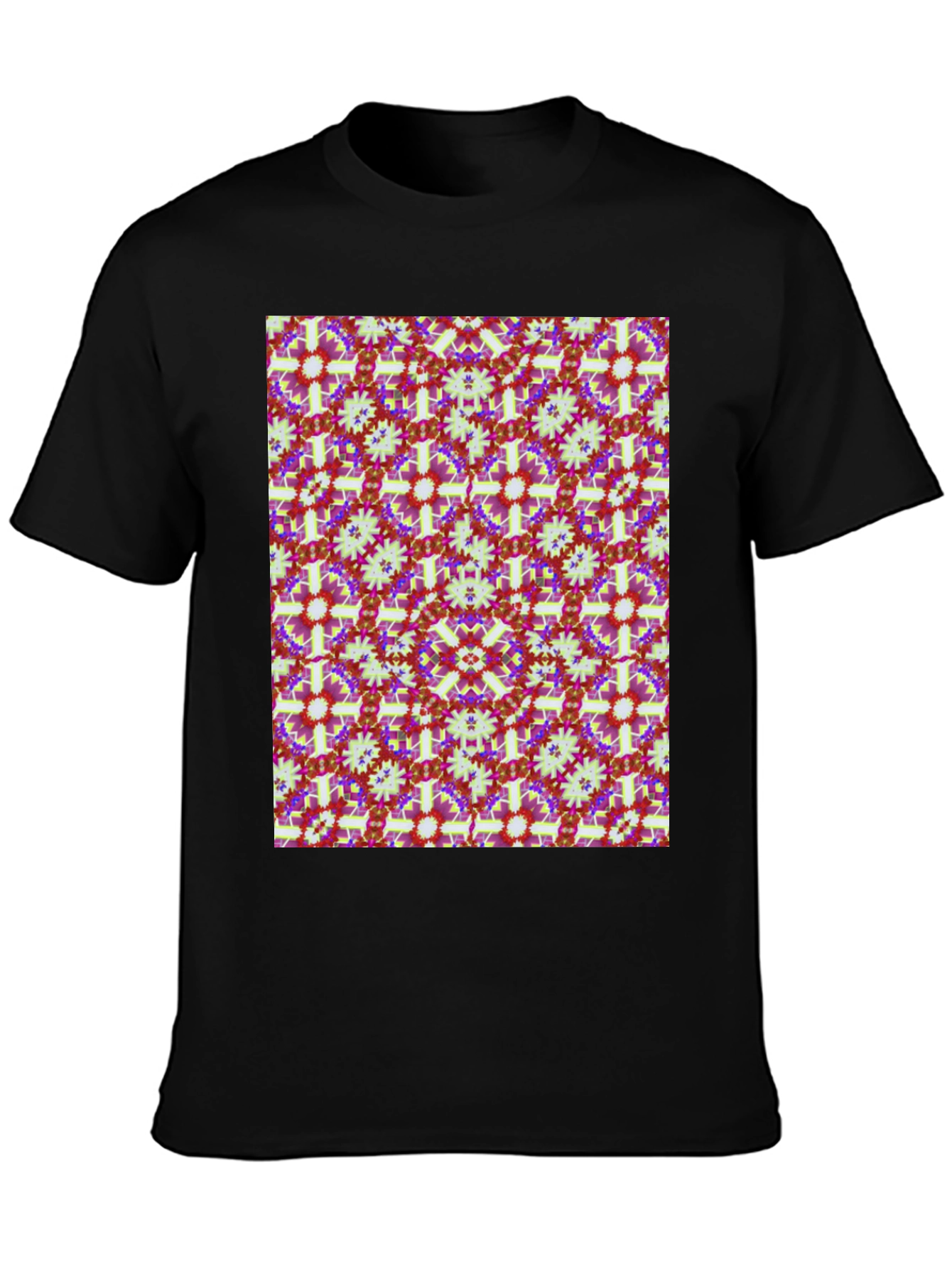 Patterned Mens Black T-Shirt