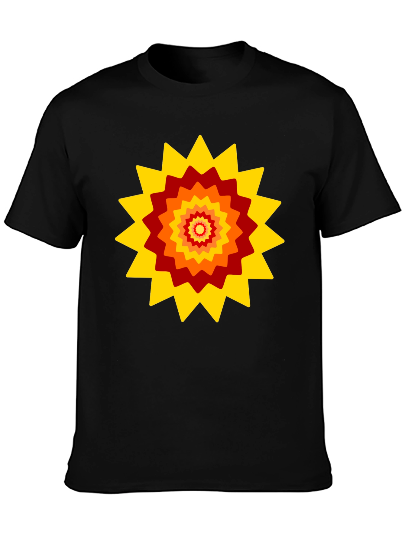 Retro Sunburst Graphic Tee - Black Cotton Blend