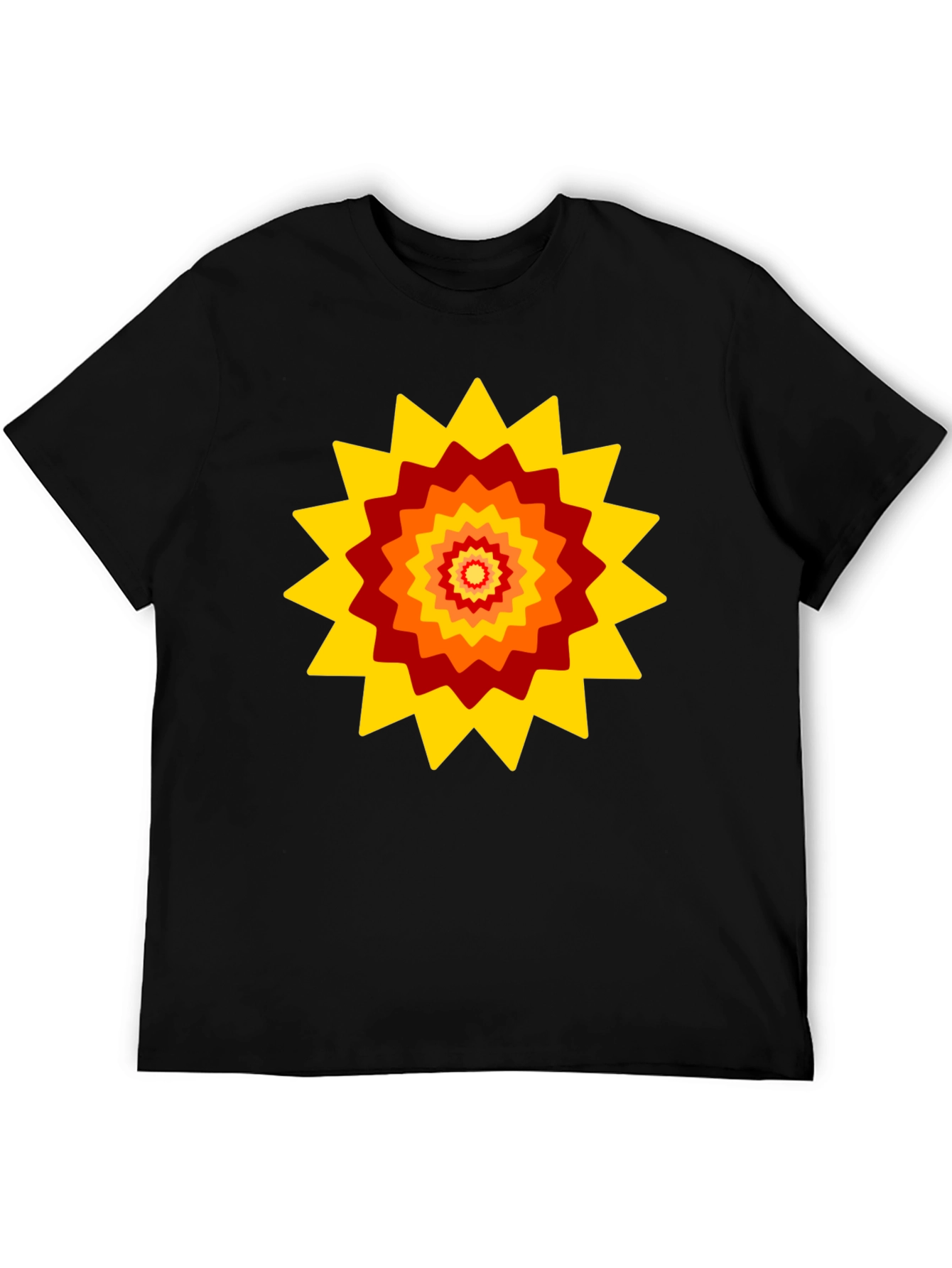Retro Sunburst Graphic Tee - Black Cotton Blend