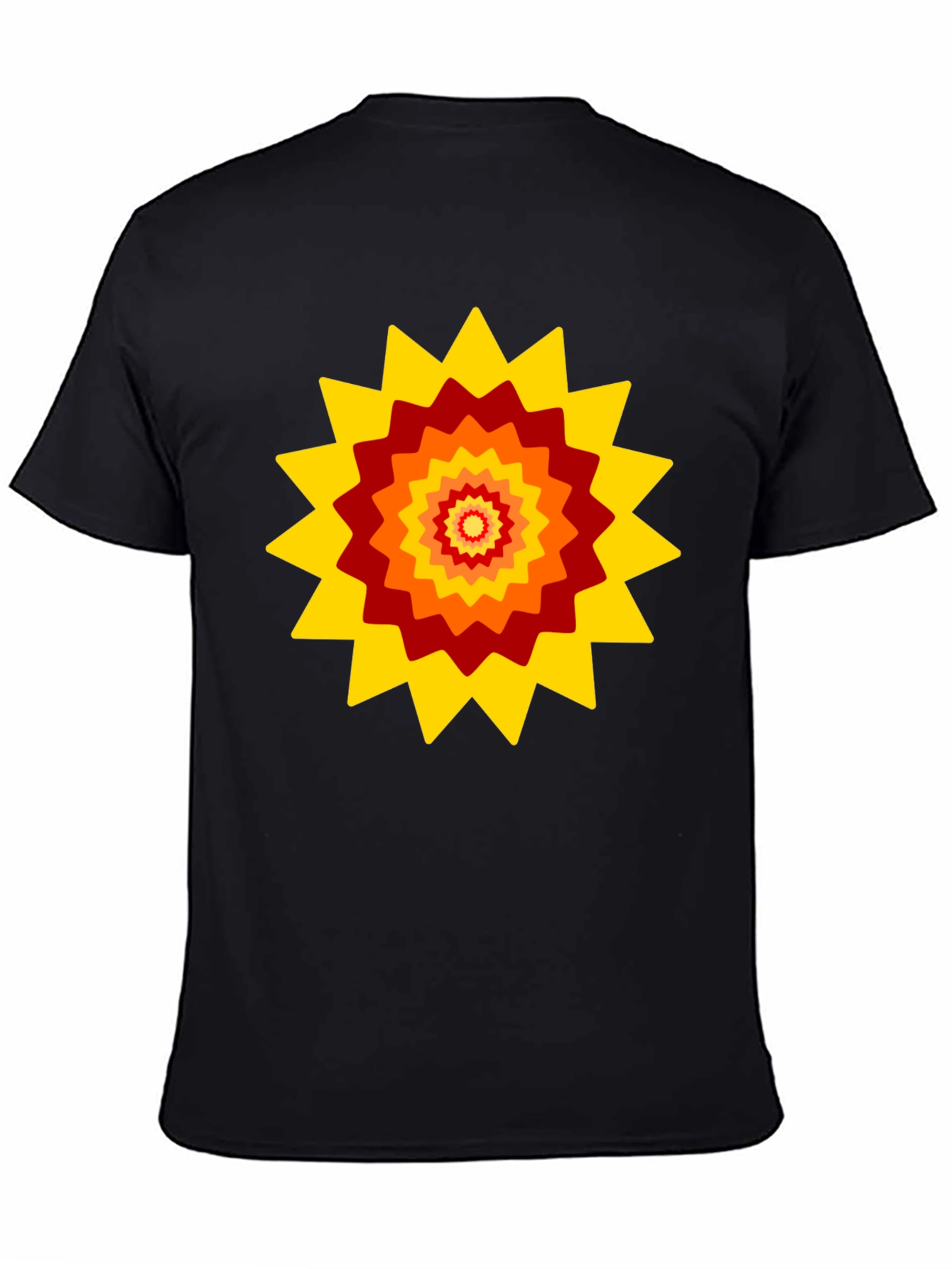 Retro Sunburst Graphic Tee - Black Cotton Blend