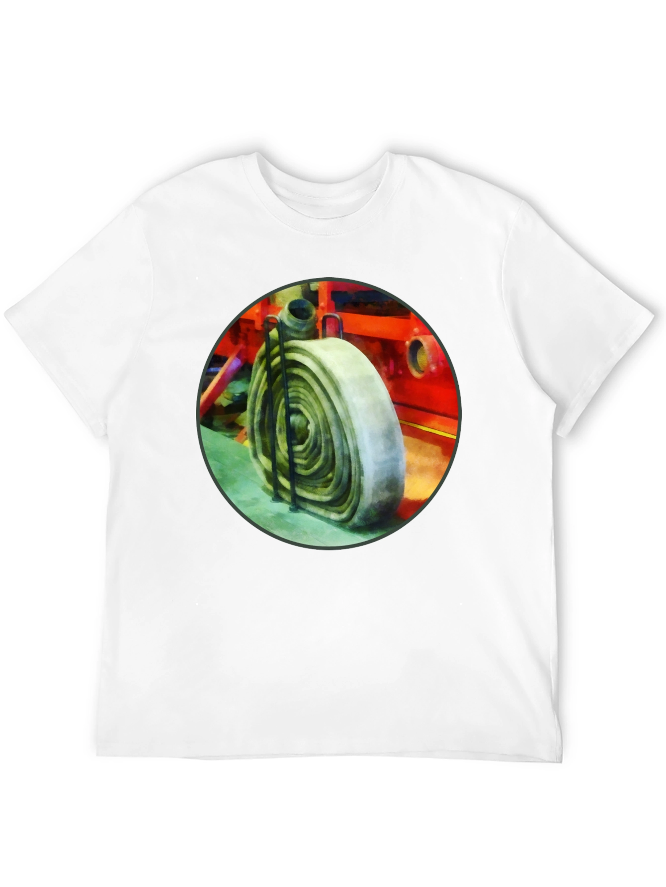 Fire Hose Graphic Tee - Black Cotton Crew Neck