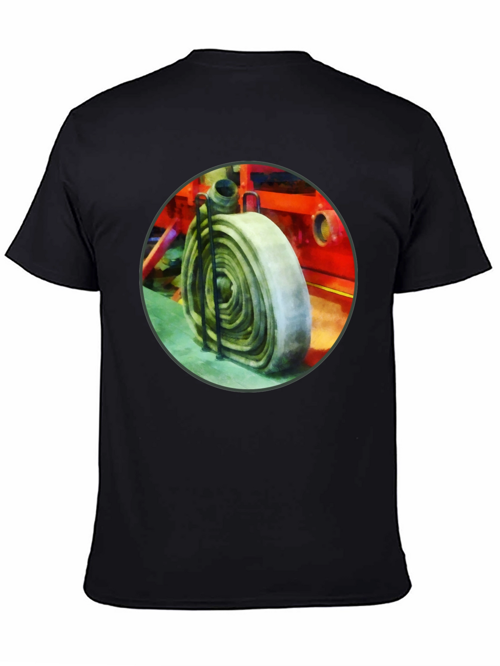 Fire Hose Graphic Tee - Black Cotton Crew Neck