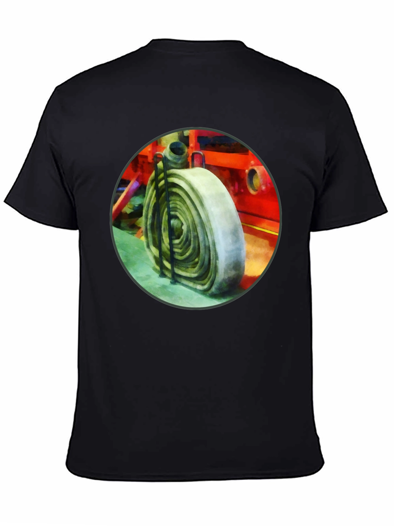 Fire Hose Graphic Tee - Black Cotton Crew Neck