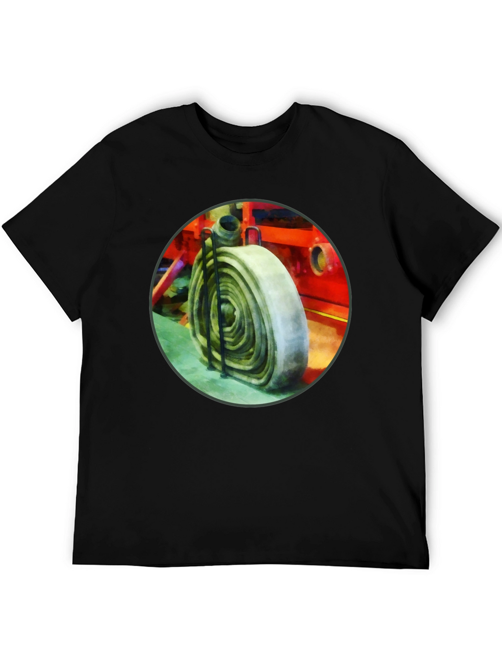 Fire Hose Graphic Tee - Black Cotton Crew Neck