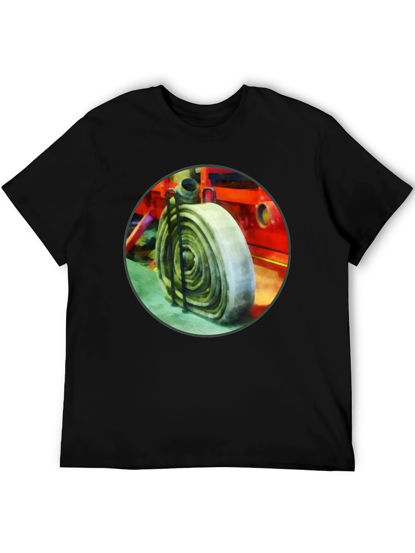 Fire Hose Graphic Tee - Black Cotton Crew Neck