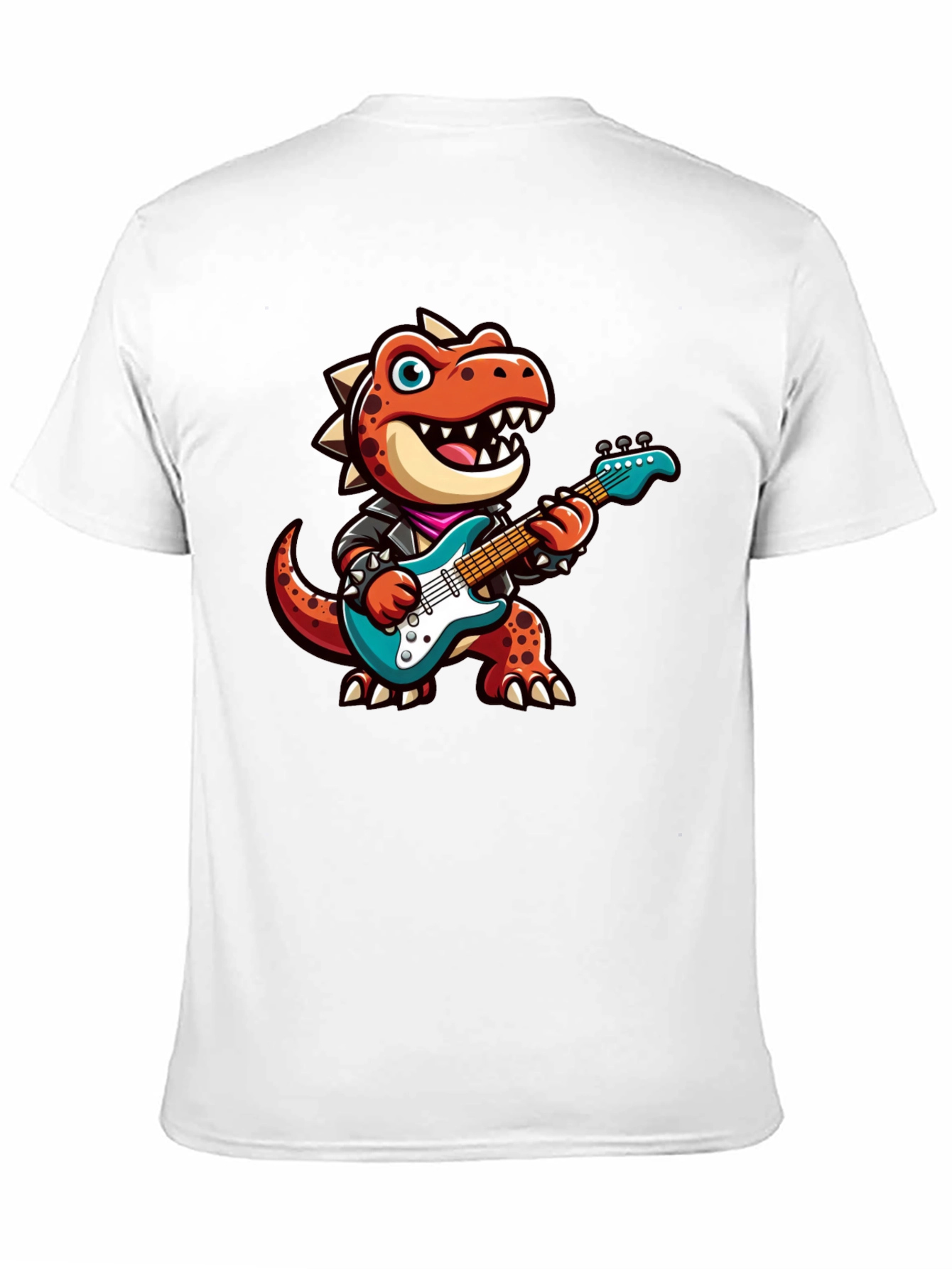 Dino Rocker T-Shirt: Cartoon Dinosaur Guitarist Tee
