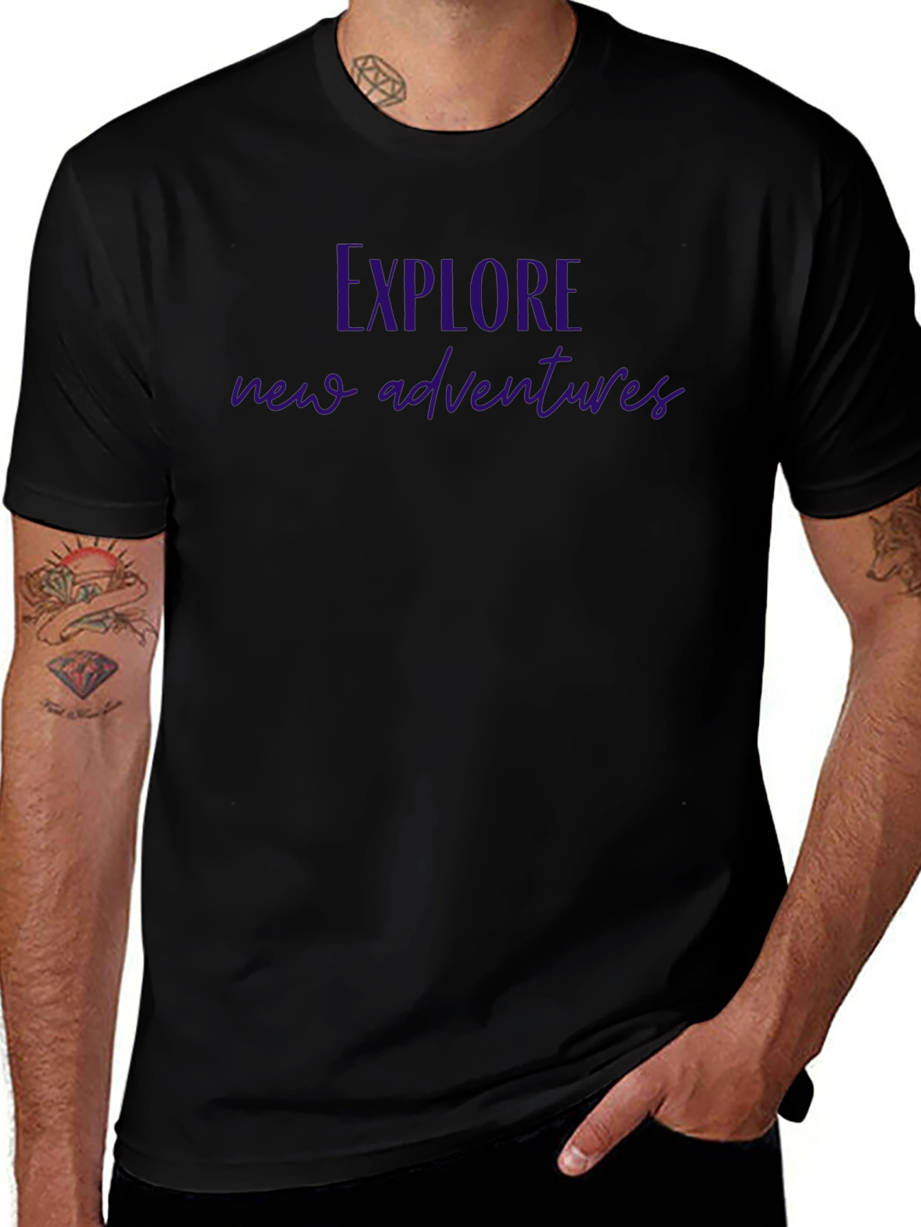 Explore New Adventures Graphic Tee - Black