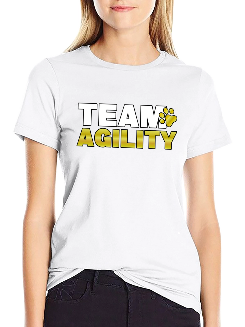 Team Agility Dog Paw Print Graphic T-Shirt