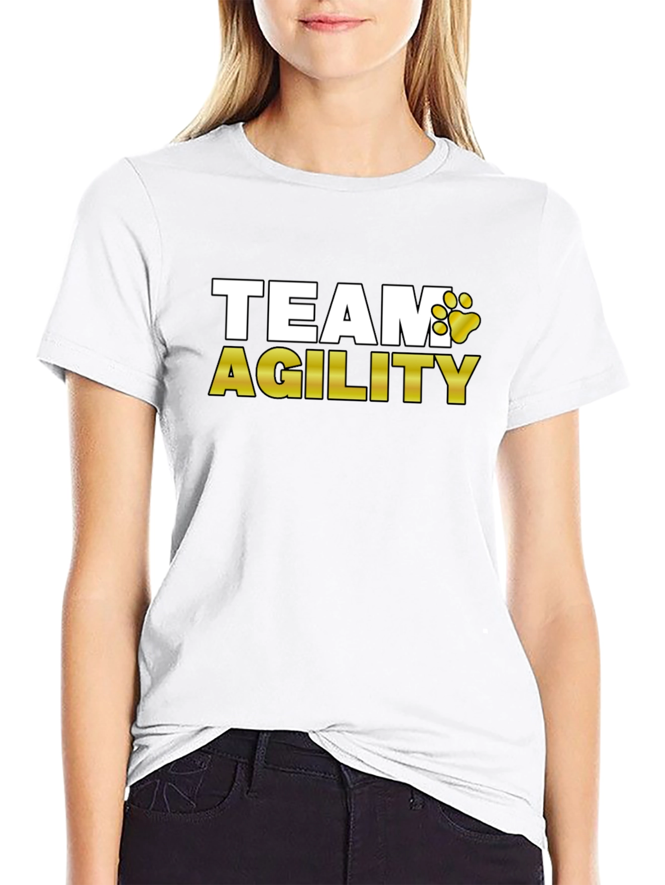 Team Agility Dog Paw Print Graphic T-Shirt