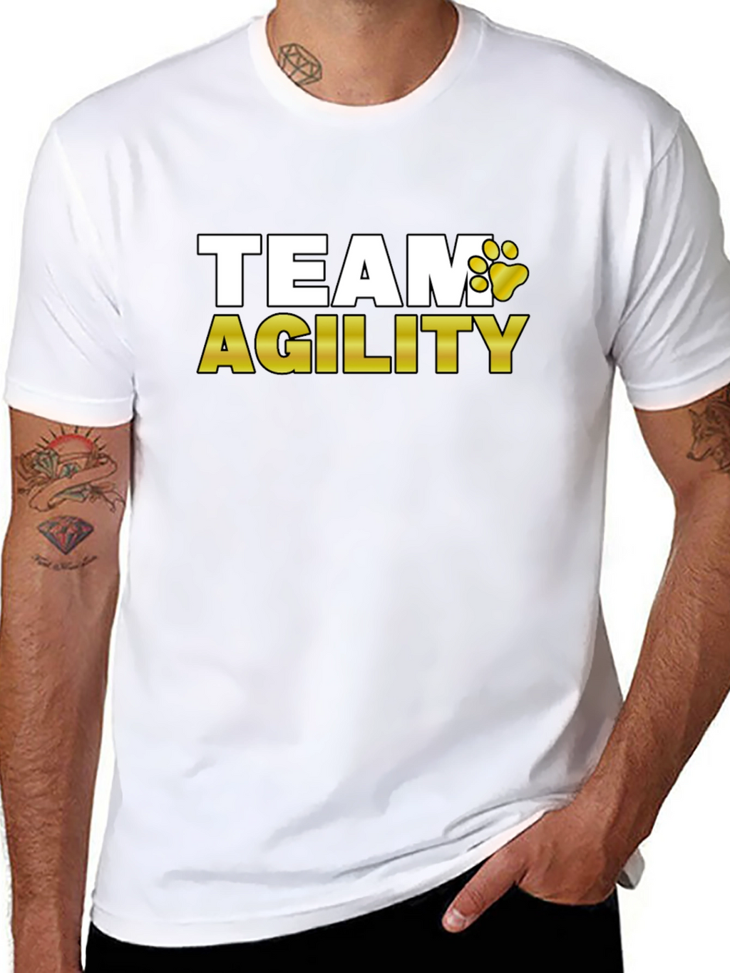 Team Agility Dog Paw Print Graphic T-Shirt