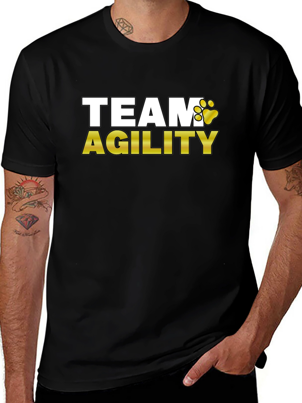 Team Agility Dog Paw Print Graphic T-Shirt