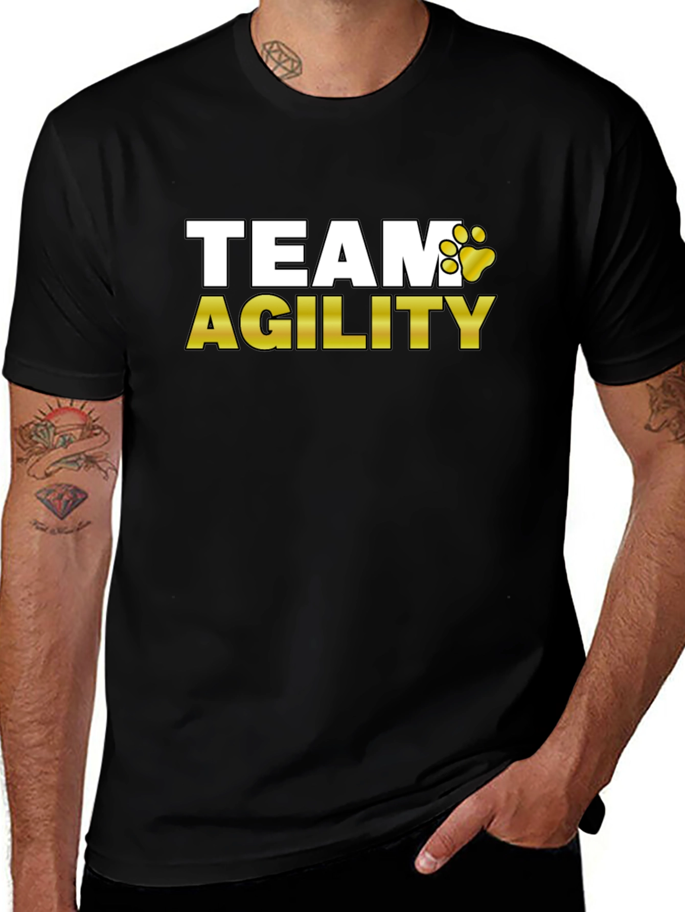 Team Agility Dog Paw Print Graphic T-Shirt