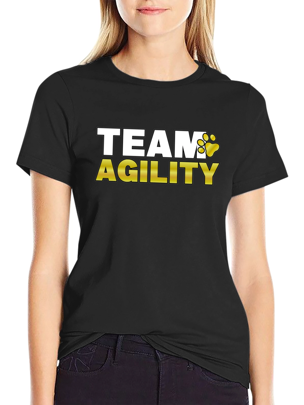 Team Agility Dog Paw Print Graphic T-Shirt