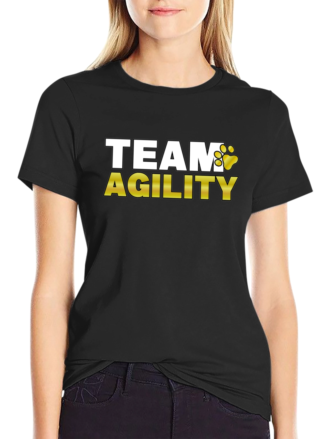 Team Agility Dog Paw Print Graphic T-Shirt