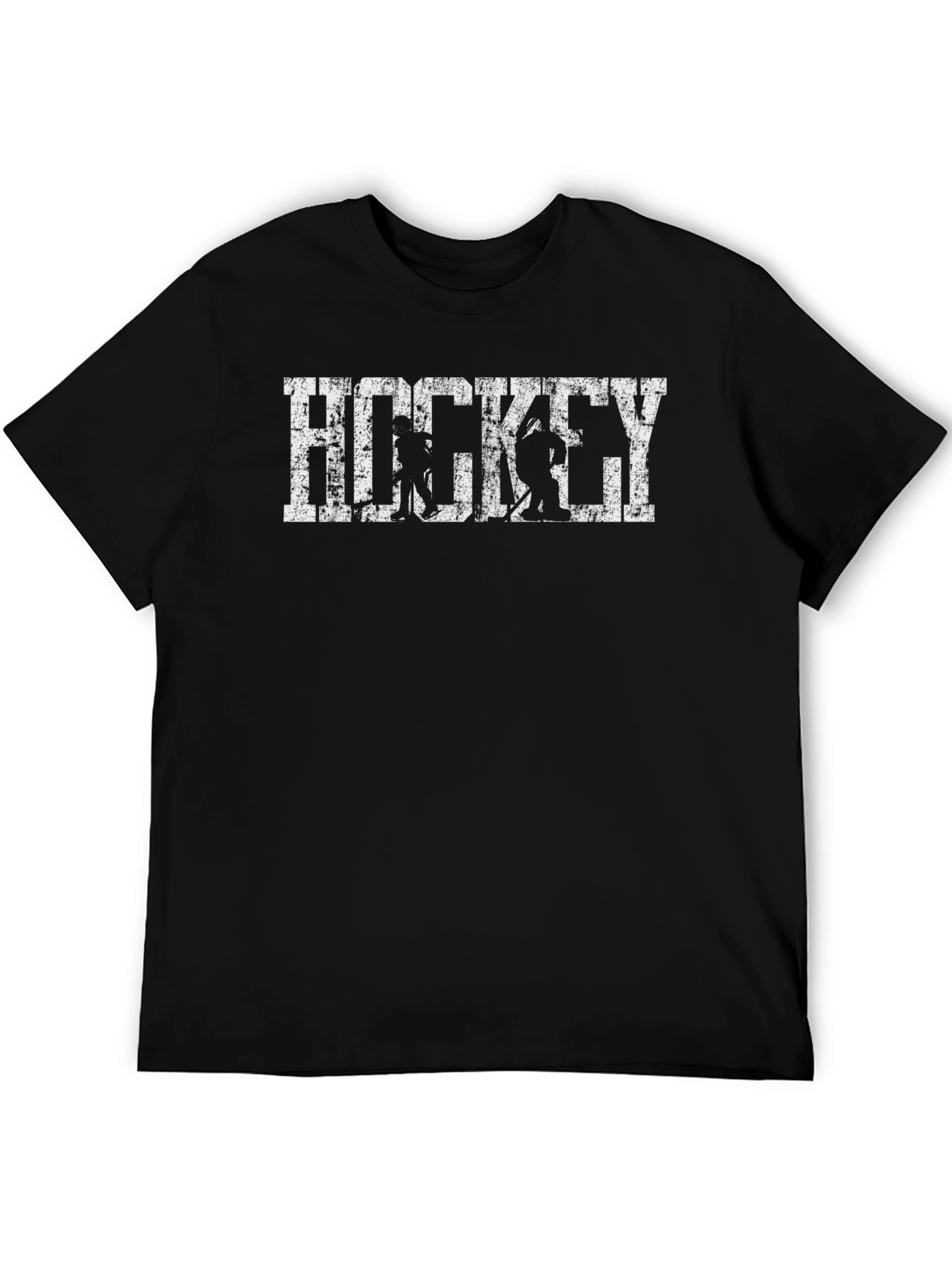 Distressed Hockey Graphic T-Shirt - Black