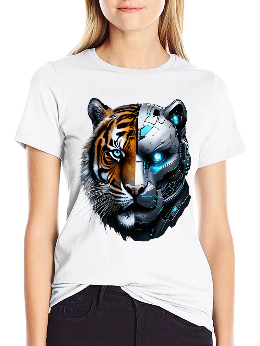 Cyber Tiger Graphic Tee - Unique Design