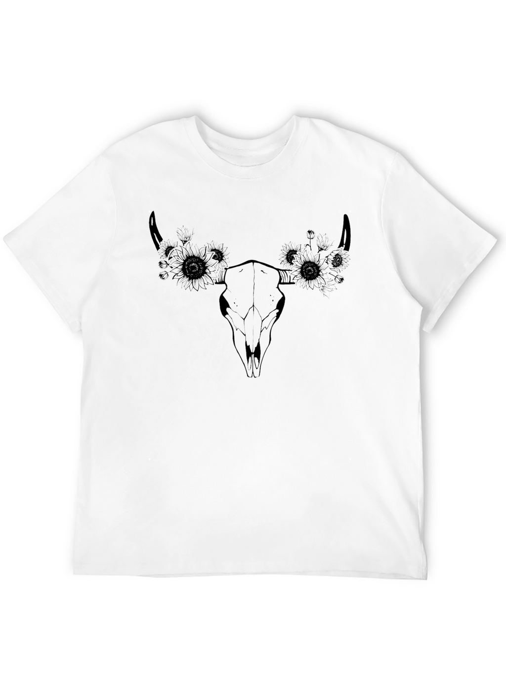 Skull & Sunflower Graphic Tee - Black