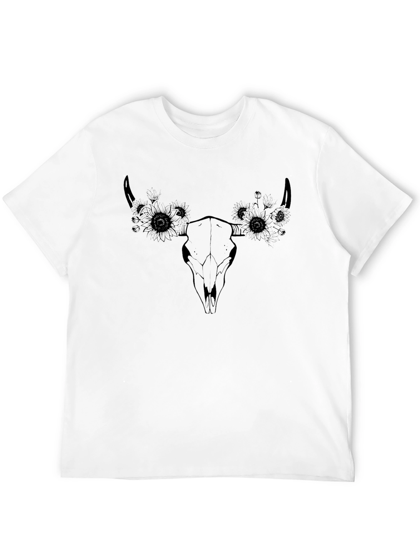 Skull & Sunflower Graphic Tee - Black