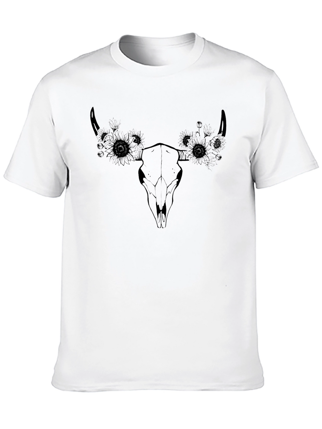 Skull & Sunflower Graphic Tee - Black