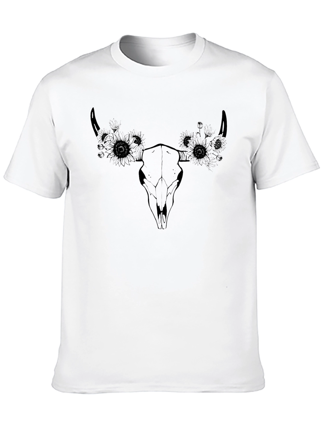 Skull & Sunflower Graphic Tee - Black
