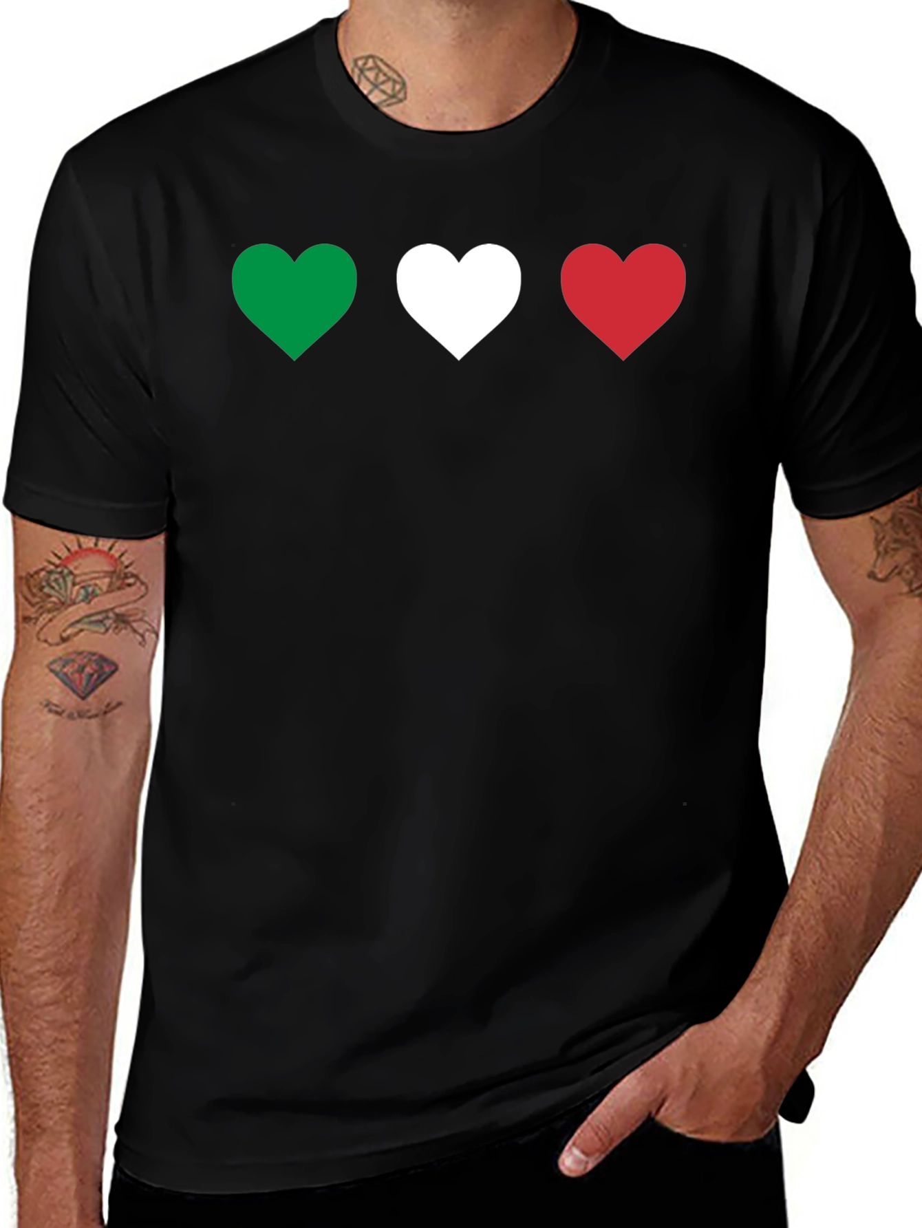 Italian Flag Heart T-Shirt - Green White Red Pride Tee