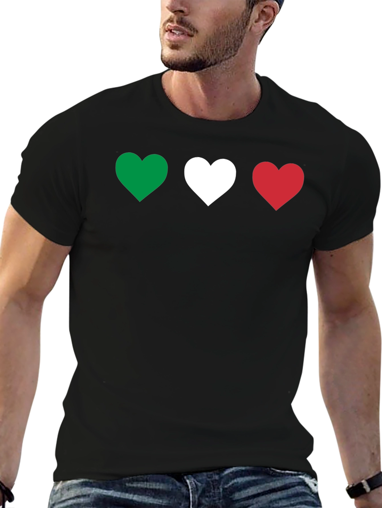 Italian Flag Heart T-Shirt - Green White Red Pride Tee
