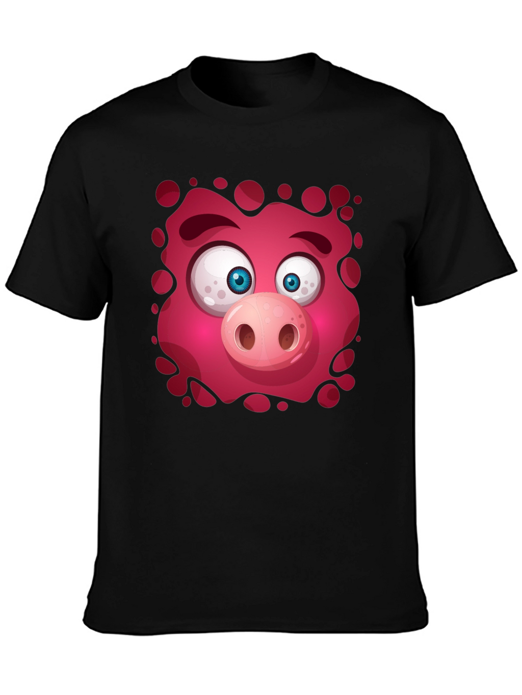 Funny Pig Face Graphic Tee - Mens Black T-Shirt