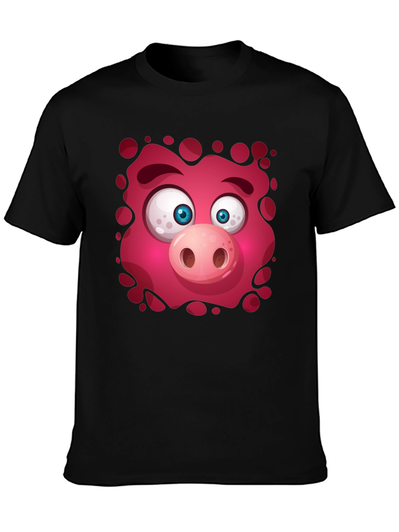 Funny Pig Face Graphic Tee - Mens Black T-Shirt