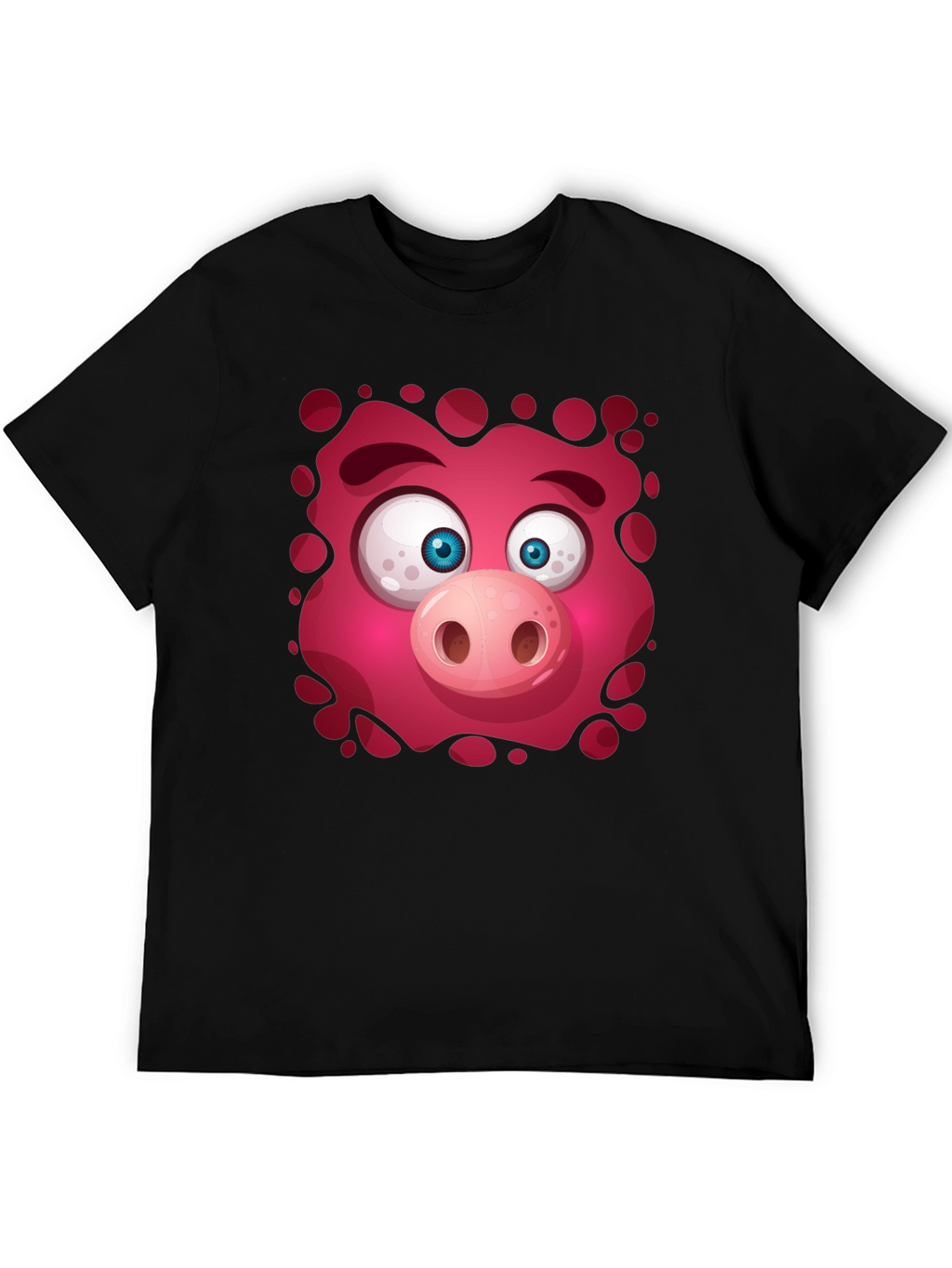 Funny Pig Face Graphic Tee - Mens Black T-Shirt
