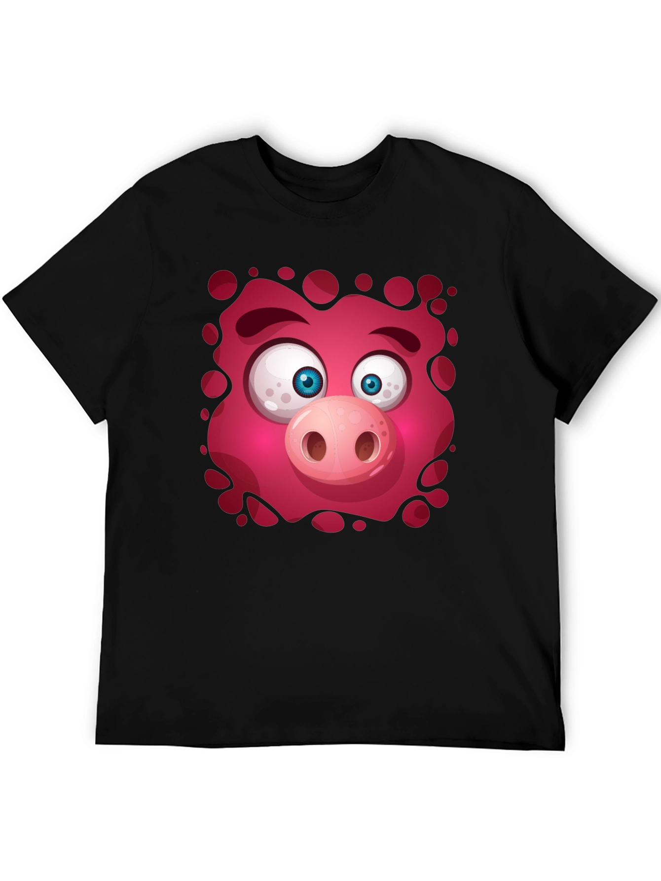Funny Pig Face Graphic Tee - Mens Black T-Shirt