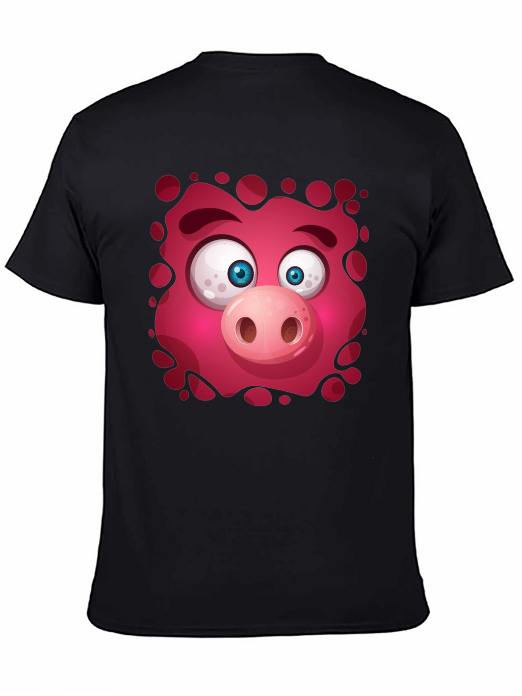 Funny Pig Face Graphic Tee - Mens Black T-Shirt