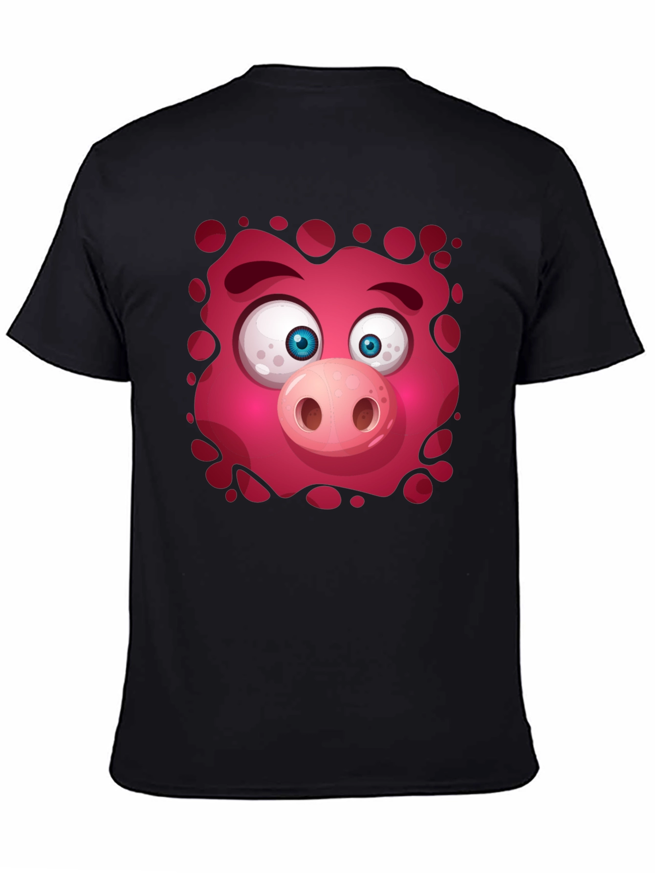 Funny Pig Face Graphic Tee - Mens Black T-Shirt