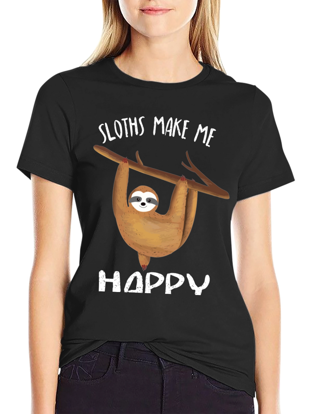Sloth Graphic Tee - Sloths Make Me Happy Design