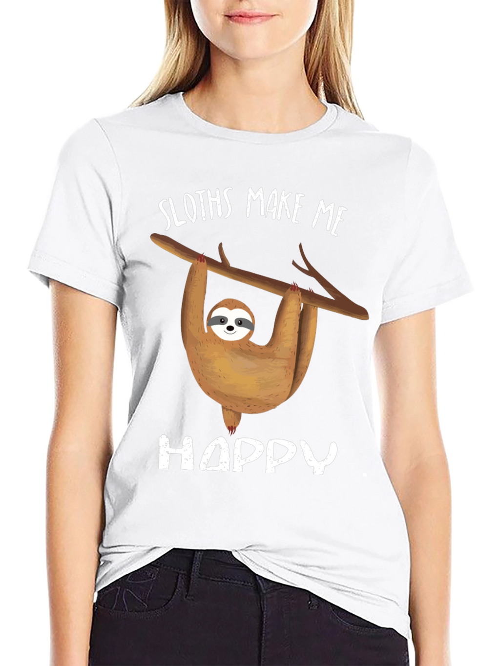 Sloth Graphic Tee - Sloths Make Me Happy Design