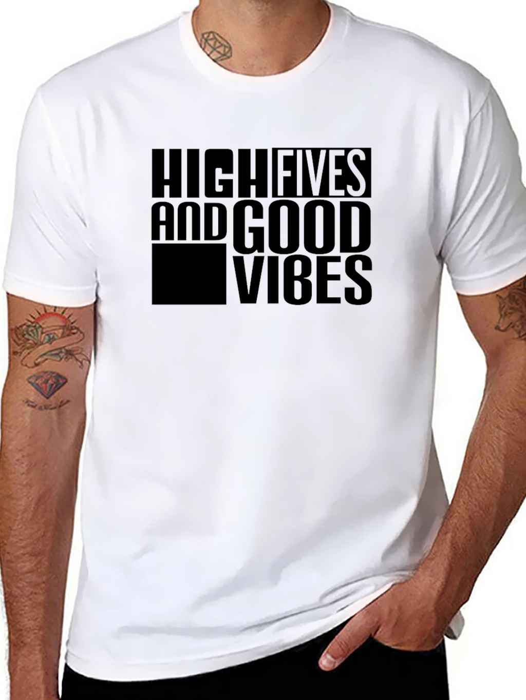 High Fives & Good Vibes Black Graphic Tee