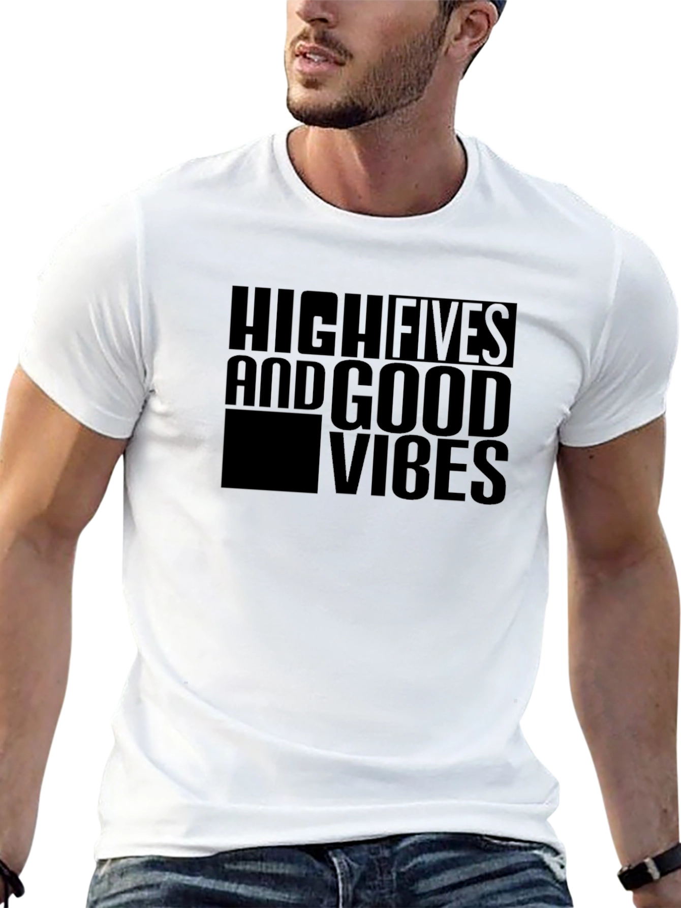 High Fives & Good Vibes Black Graphic Tee