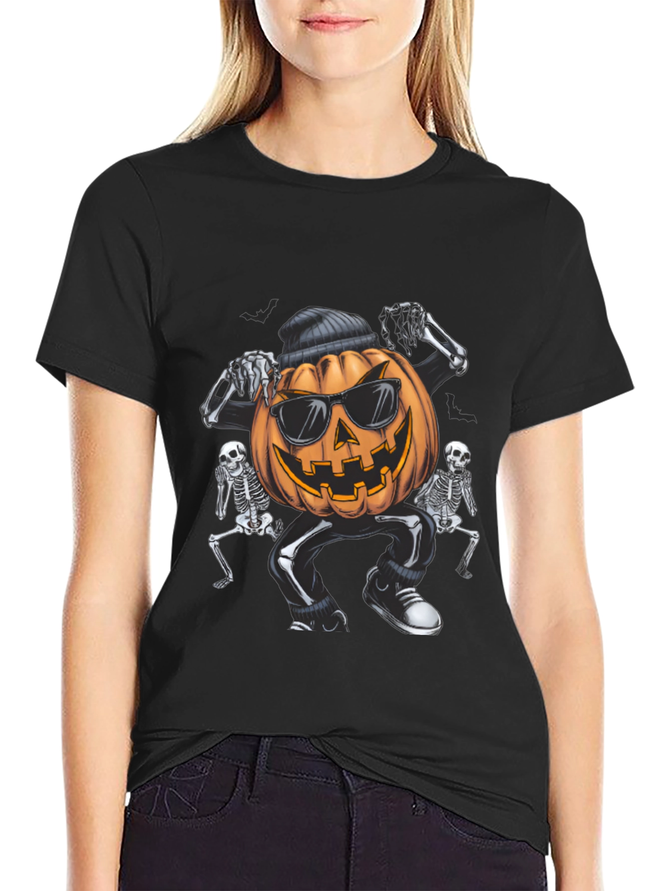 Cool Pumpkin Gangster Halloween Graphic T-Shirt