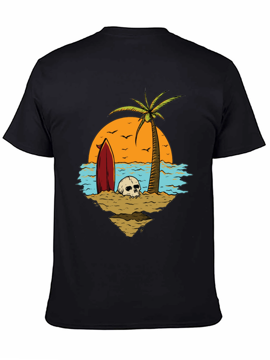 Skull Beach Scene Graphic Tee