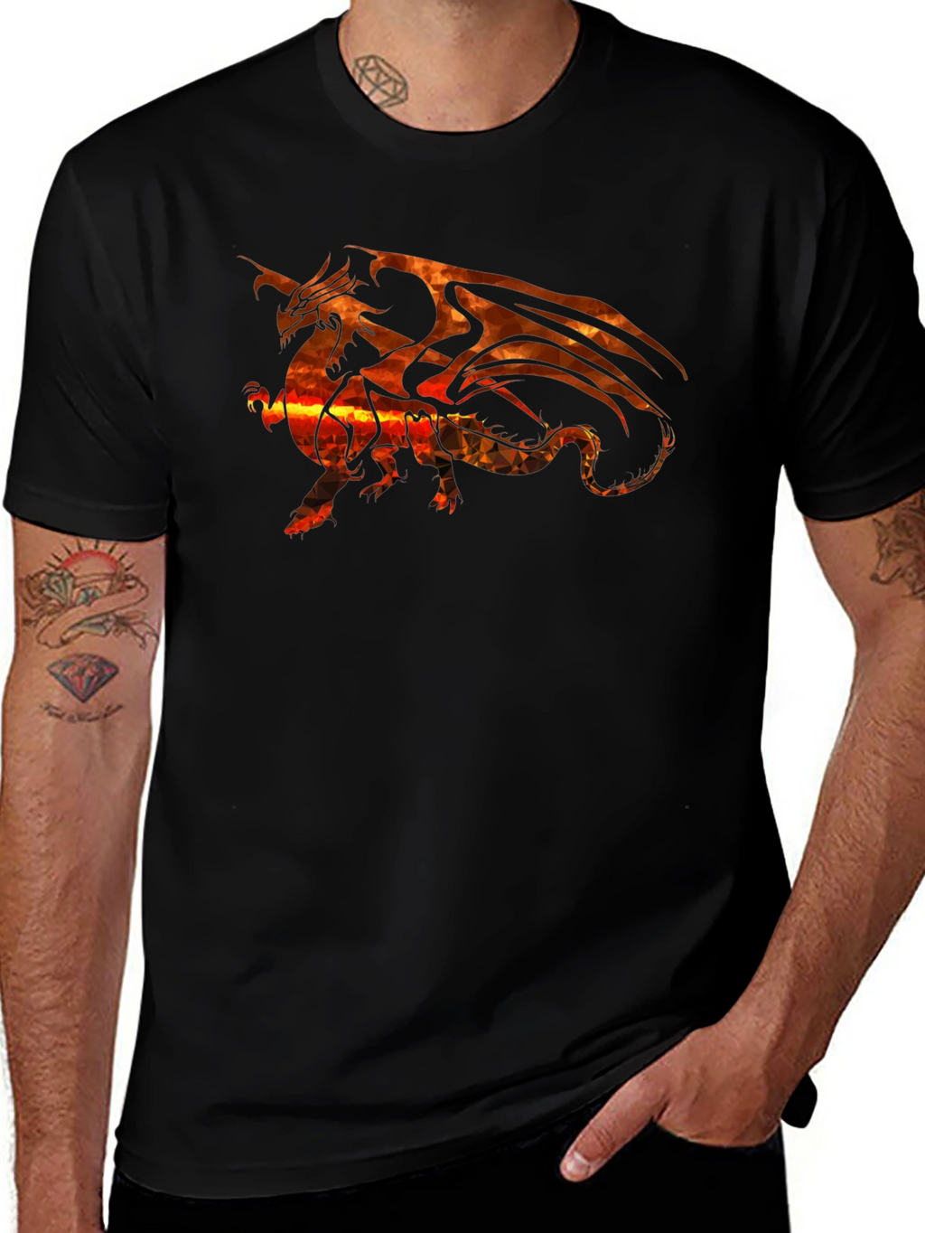 Fiery Dragon Graphic Tee - Black