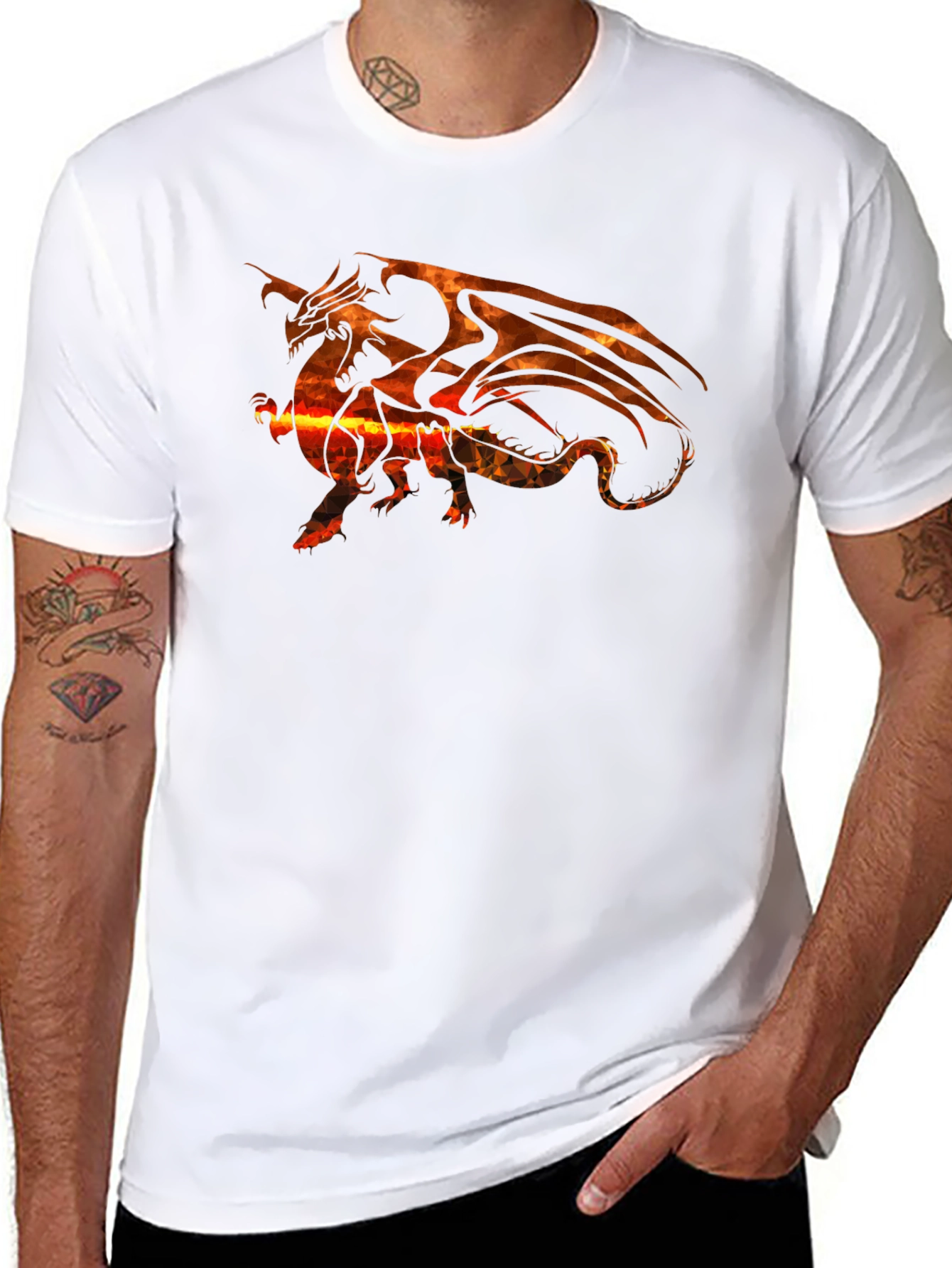 Fiery Dragon Graphic Tee - Black