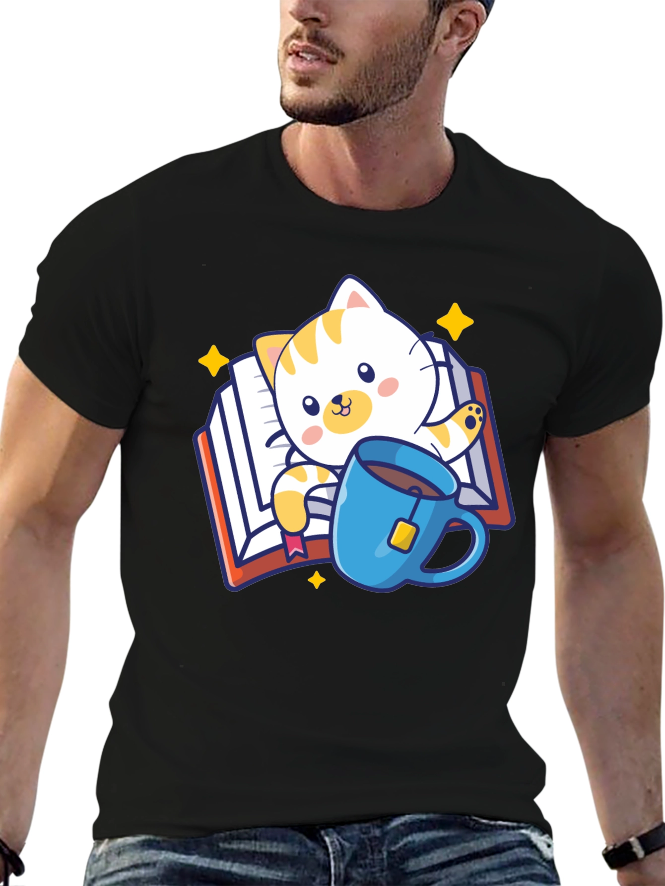 Cute Cat Reading Book T-Shirt
