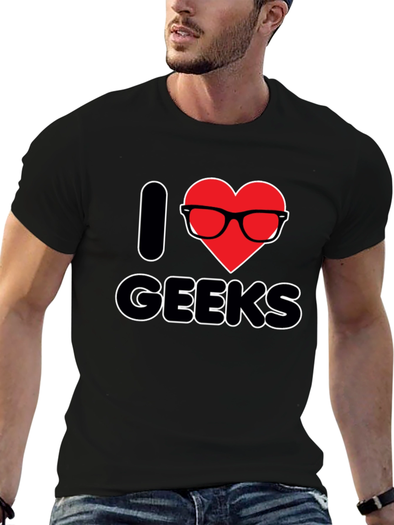 I Heart Geeks T-Shirt - Black Graphic Tee