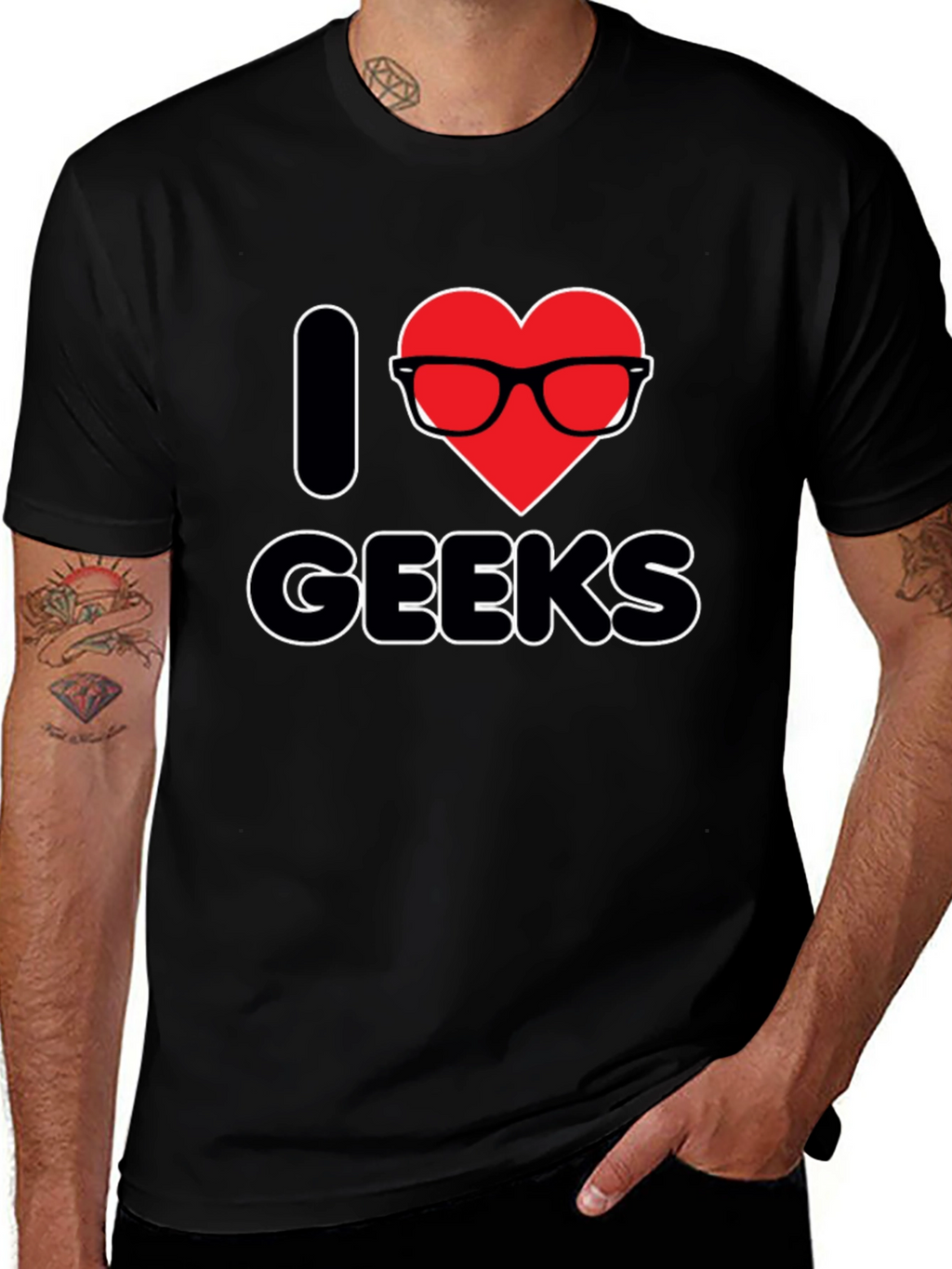 I Heart Geeks T-Shirt - Black Graphic Tee