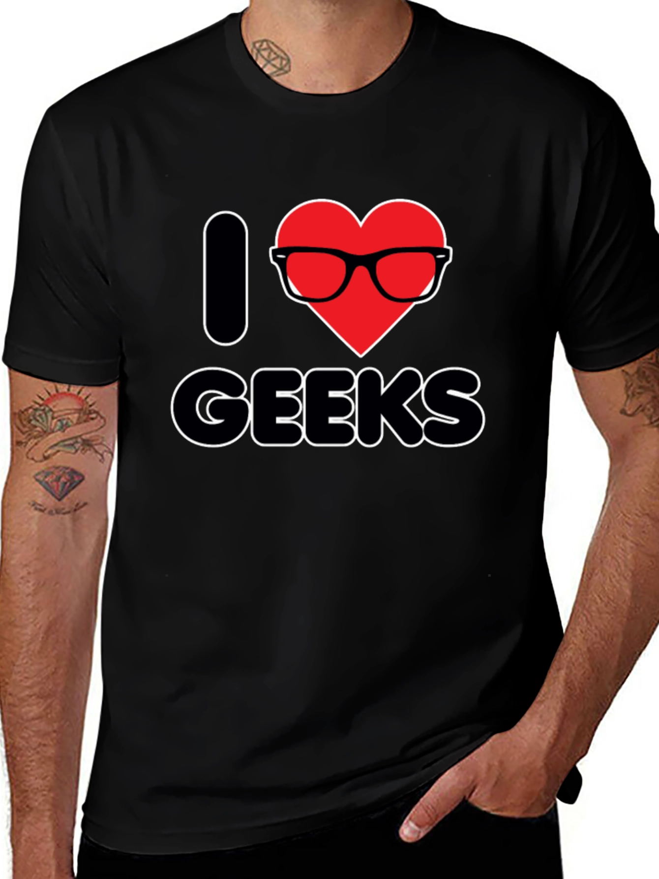 I Heart Geeks T-Shirt - Black Graphic Tee