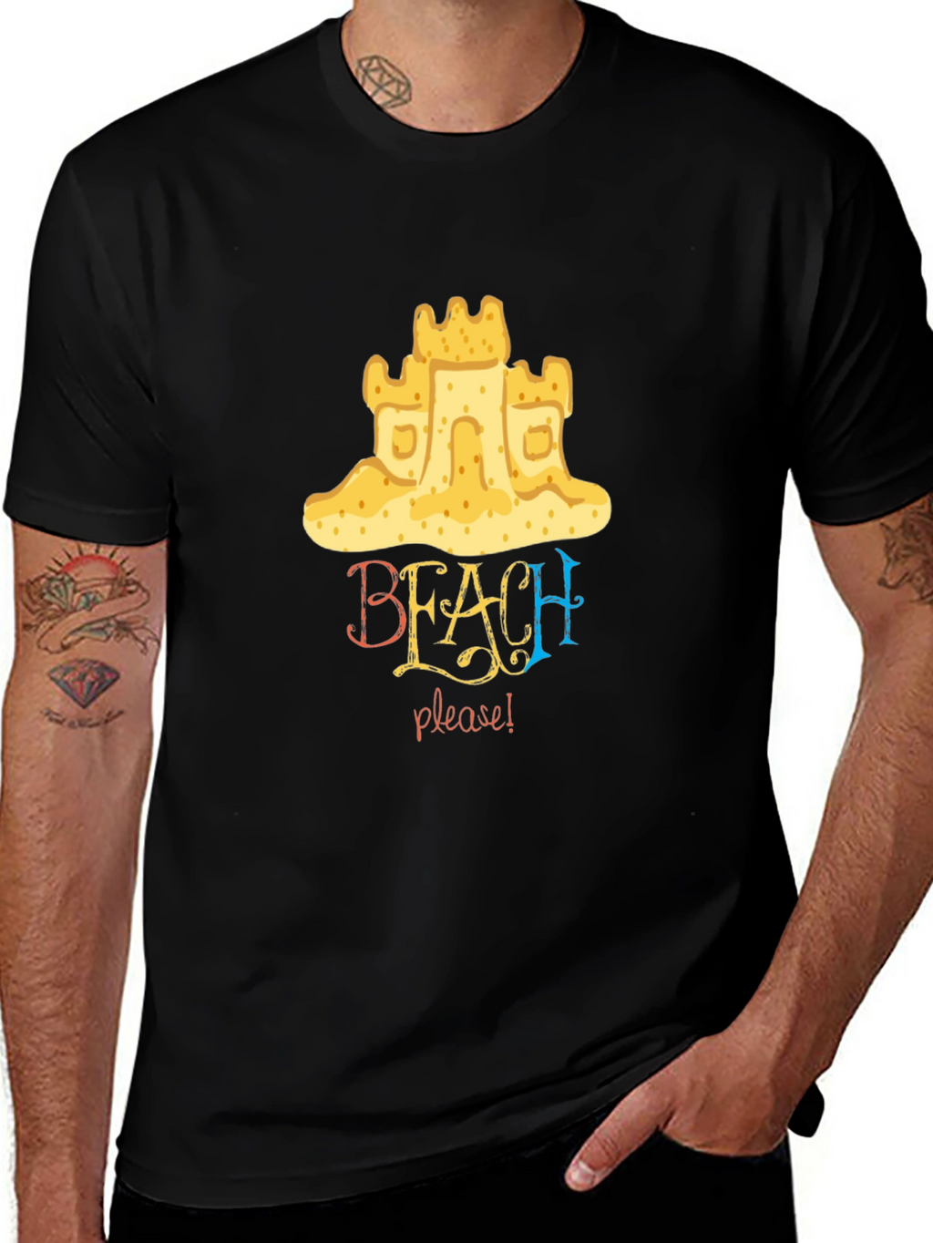Beach Please Graphic Tee - Sandcastle Design