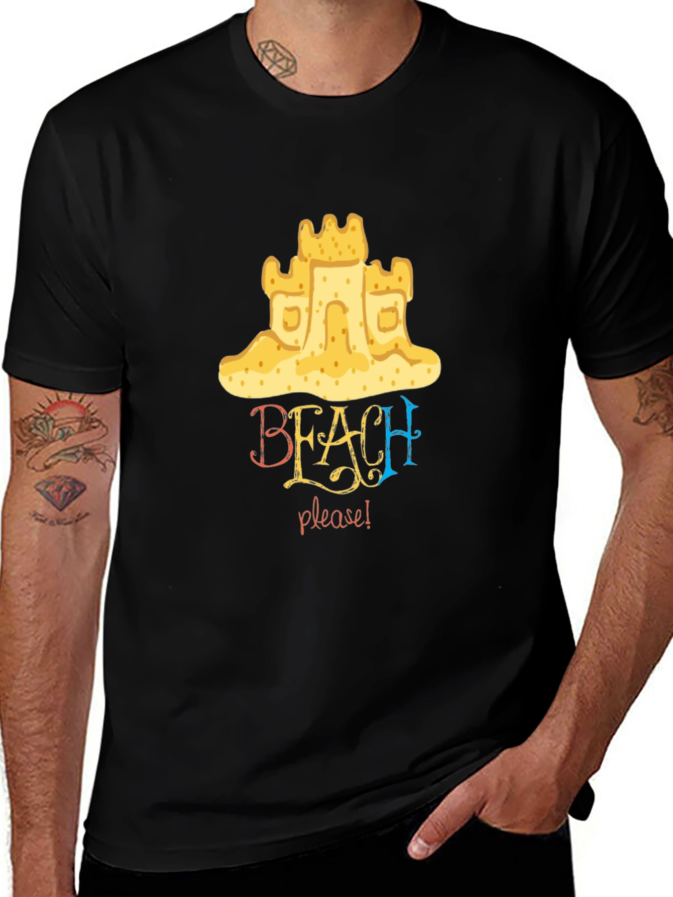 Beach Please Graphic Tee - Sandcastle Design