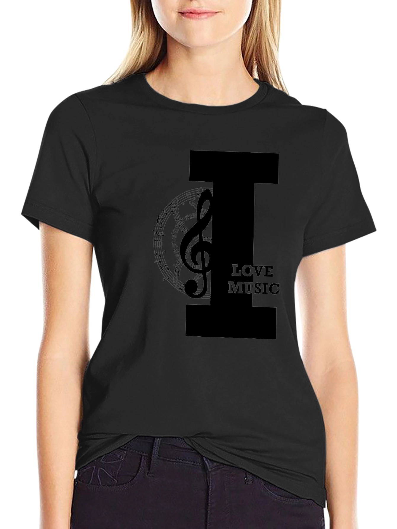 I Love Music Black T-Shirt