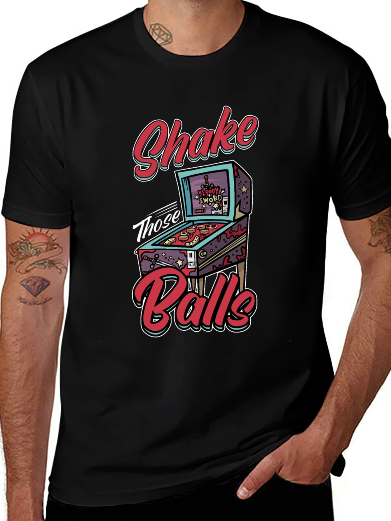 Shake Those Balls T-Shirt Pinball Graphic Tee Funny Gift