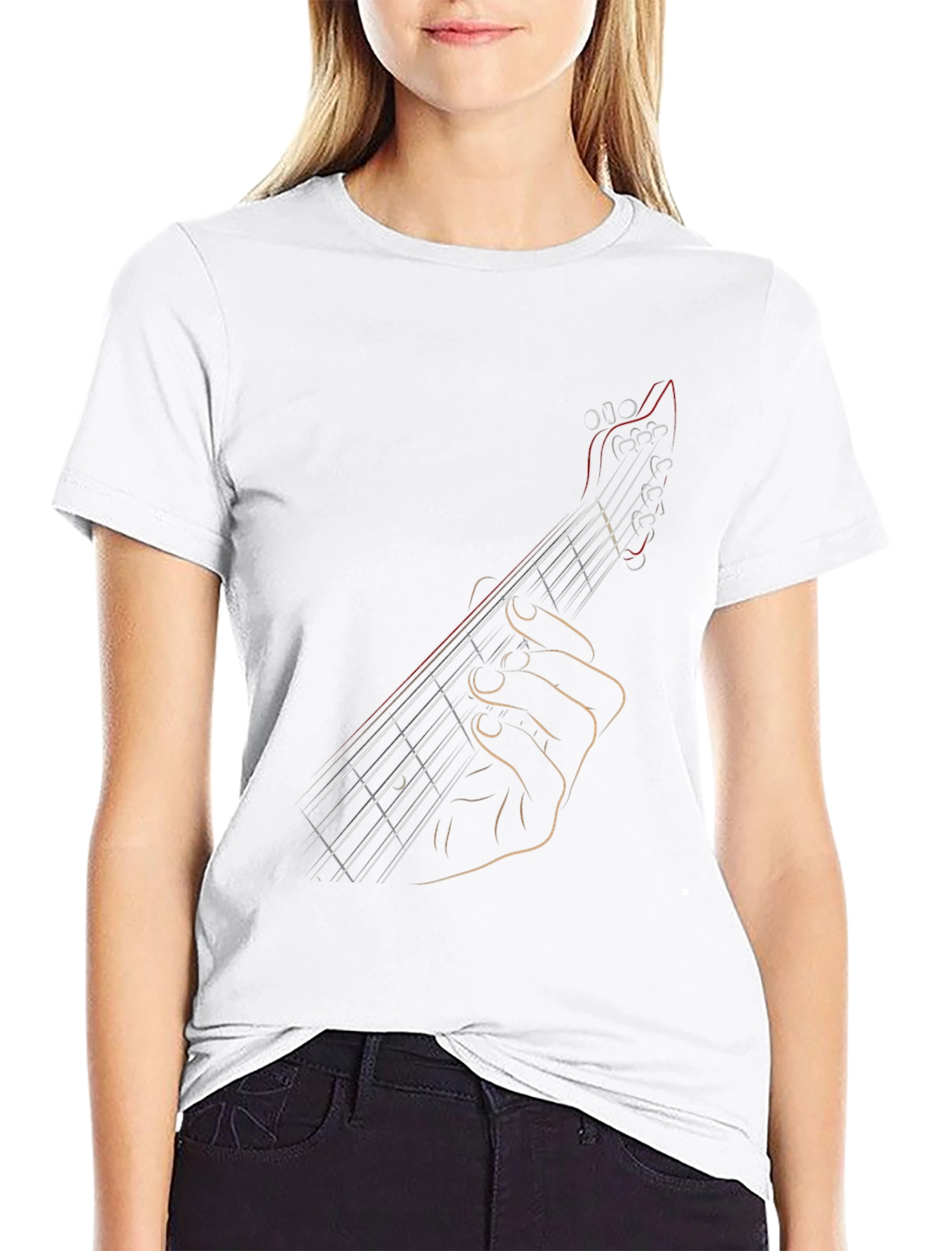 Guitar Outline Graphic Tee - Classic Black