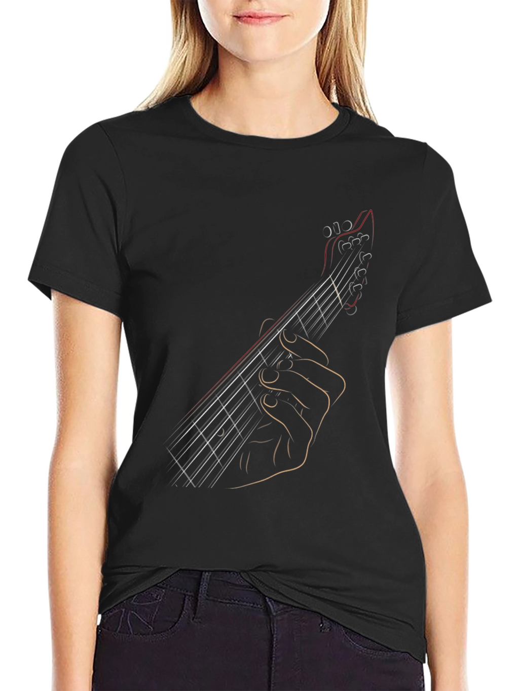 Guitar Outline Graphic Tee - Classic Black